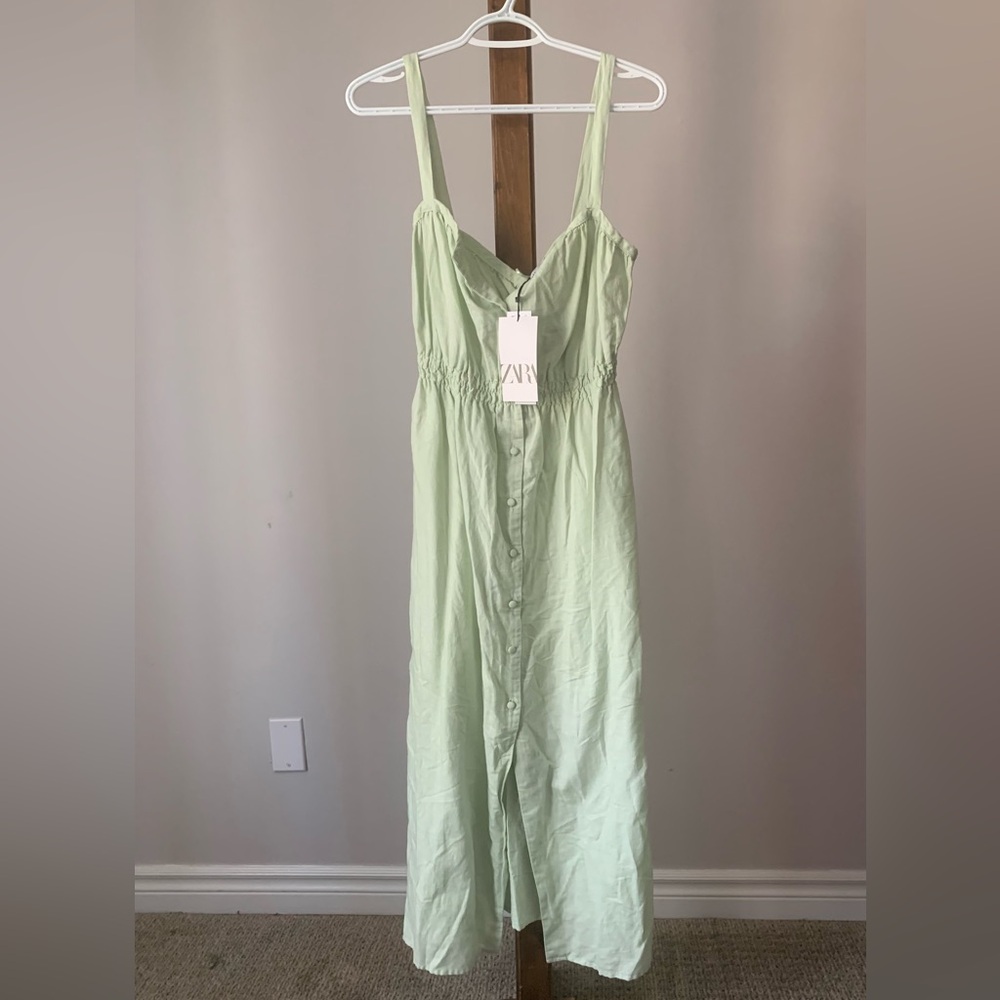 ZARA | Mint Coloured Strappy Midi Dress | Size Medium | NWT